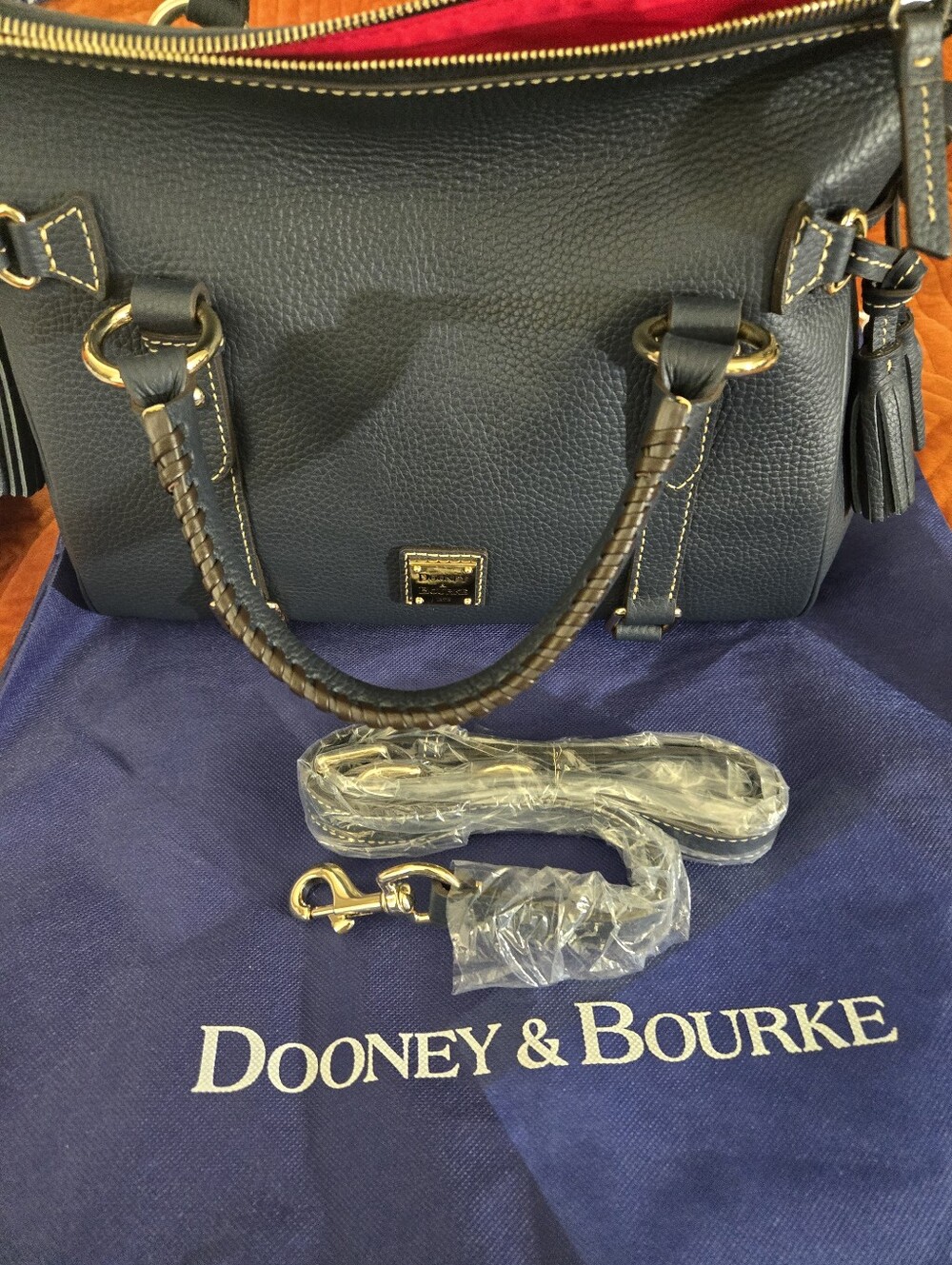 Dooney And Bourke Peble Grain Satchel NAVY